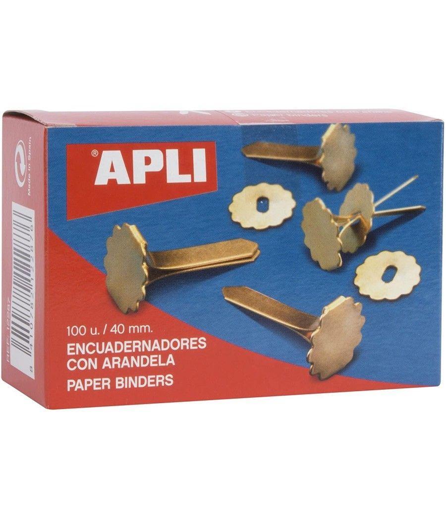 APLI ENCUADERNADORES METÁLICOS CON ARANDELA DORADOS 40MM - 100UD- - Imagen 1