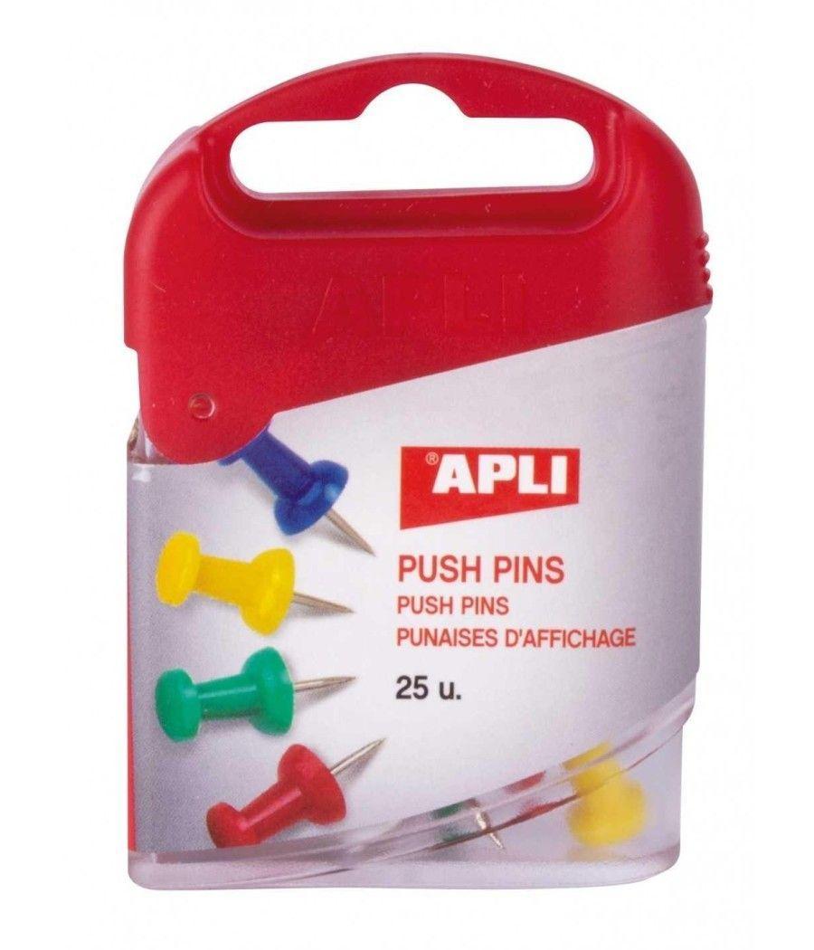 APLI CHINCHETAS COLORES PLASTICO SURTIDOS CAJA DE 25 - Imagen 1