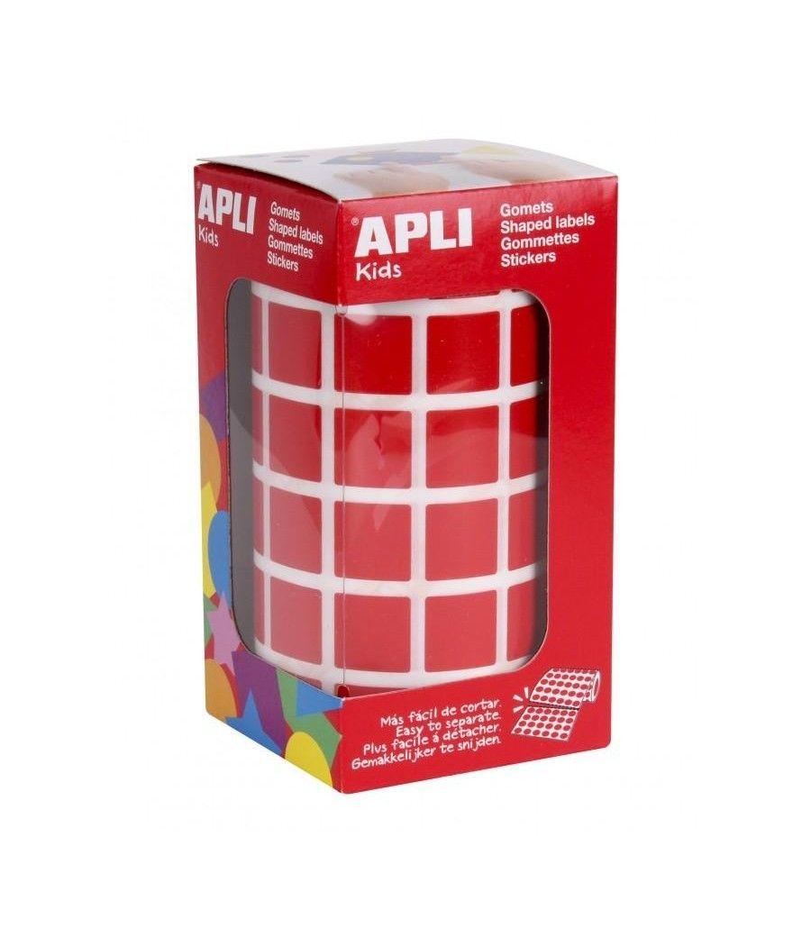APLI GOMETS CUADRADOS 15MM ROLLO ROJO -ROLLO 2832 UNIDADES- - Imagen 1