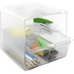 ARCHIVO 2000 ORGANIZADOR ARCHICUBO 2 CAJÓN + 1 COMPARTIMENTO 190X150X150 MM CRISTAL TRANSPARENTE - Imagen 1