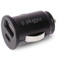 PLUGYU CARGADOR COCHE 2 PUERTOS USB + TYPE C, NEGRO - Imagen 1