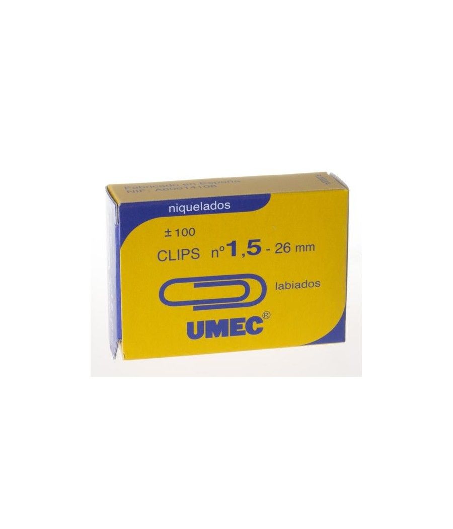 UMEC CLIPS NIQUELADOS Nº 1½ - 26MM CAJA DE 100 -10 CAJAS- - Imagen 1