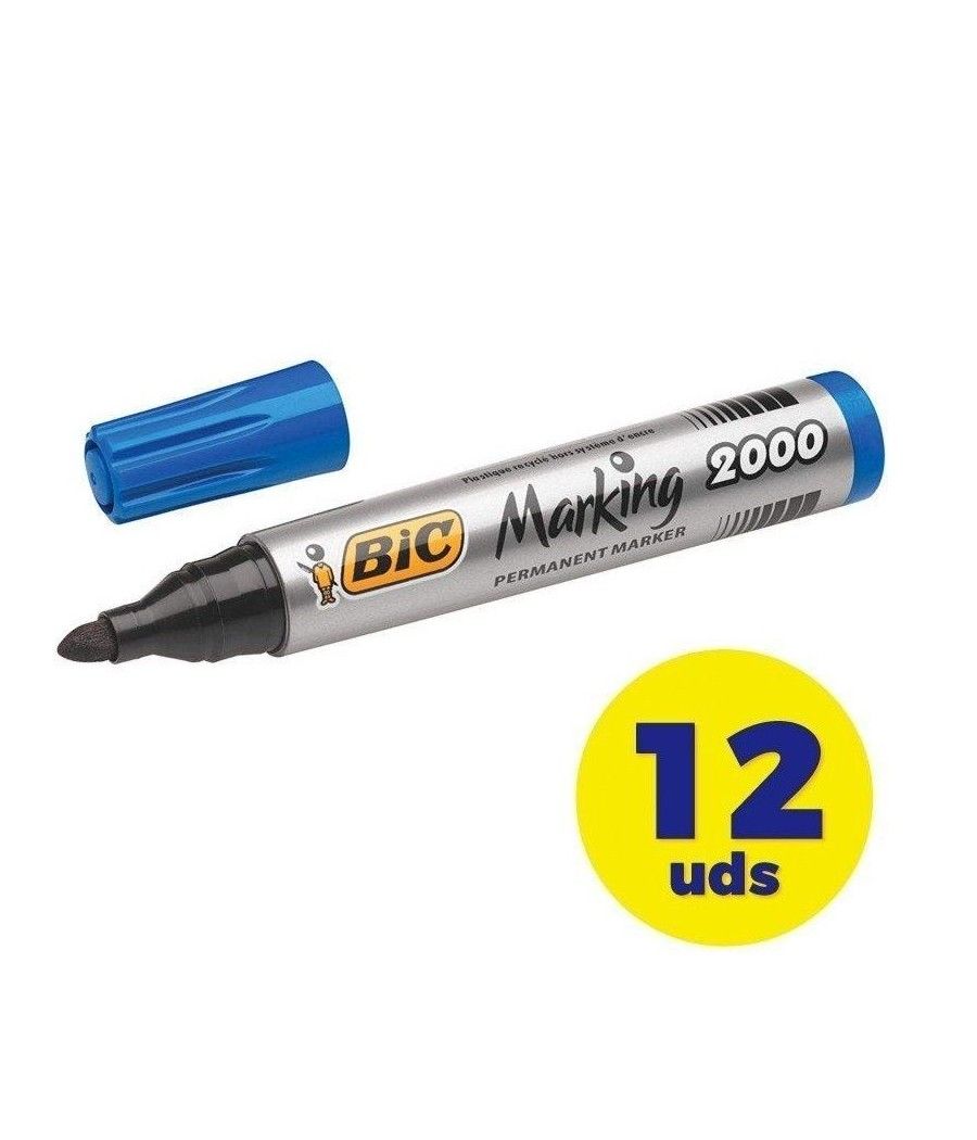 Caja de rotuladores de punta fibra acrílica permanente bic marking 2000/ 4.9mm/ 12 unidades/ azules - Imagen 1