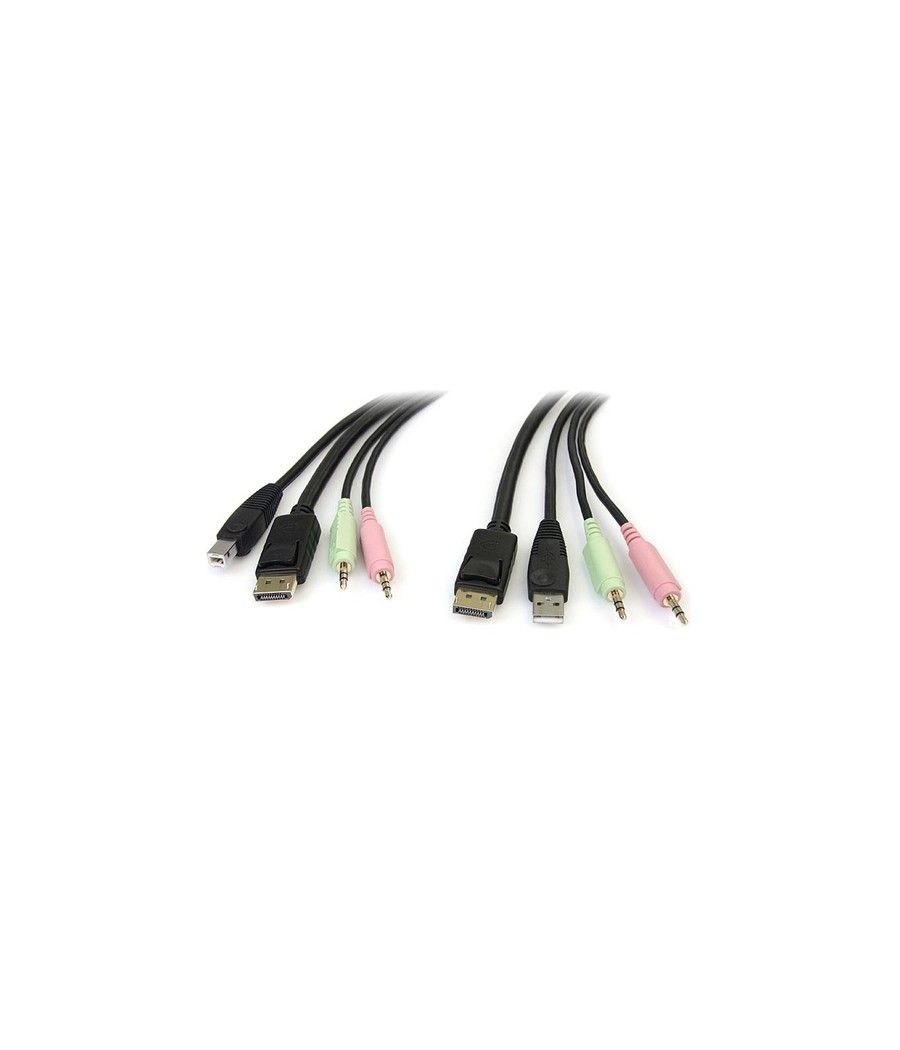 StarTech.com Cable Conmutador KVM USB DisplayPort 4 en 1 c/ Audio y Micrófono - 6 pies - Imagen 1