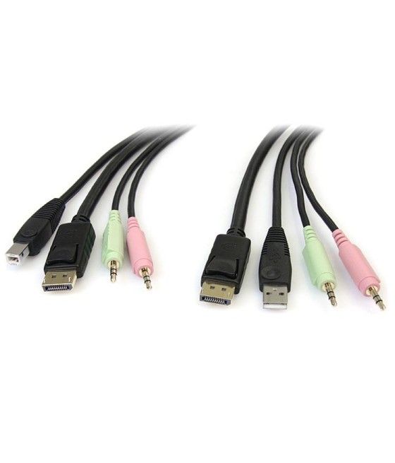 StarTech.com Cable Conmutador KVM USB DisplayPort 4 en 1 c/ Audio y Micrófono - 6 pies - Imagen 2