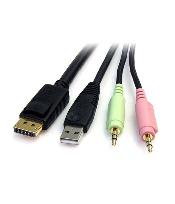 StarTech.com Cable Conmutador KVM USB DisplayPort 4 en 1 c/ Audio y Micrófono - 6 pies - Imagen 3