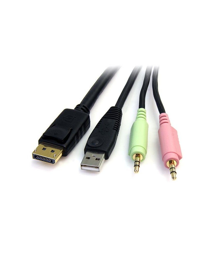 StarTech.com Cable Conmutador KVM USB DisplayPort 4 en 1 c/ Audio y Micrófono - 6 pies - Imagen 3