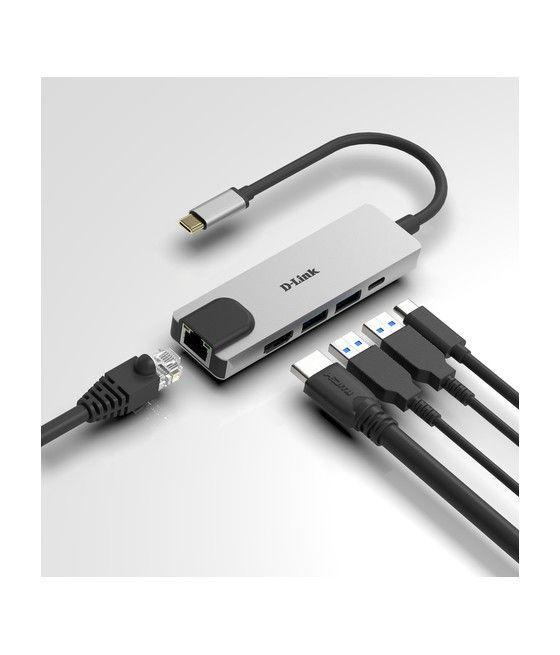 D-Link DUB-M520 base para portátil y replicador de puertos Alámbrico Thunderbolt 3 Aluminio, Negro - Imagen 3