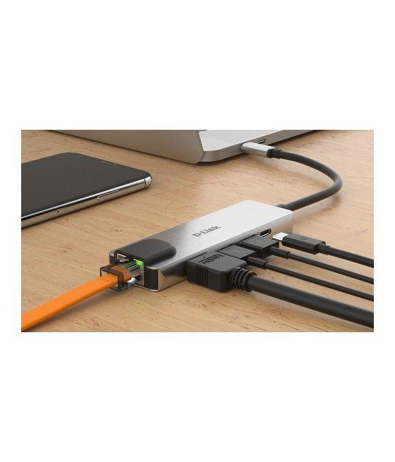 D-Link DUB-M520 base para portátil y replicador de puertos Alámbrico Thunderbolt 3 Aluminio, Negro - Imagen 4