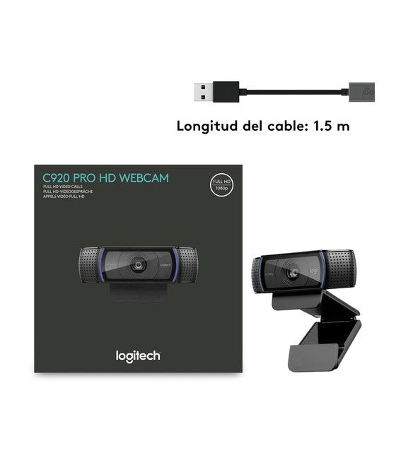 Logitech C920 PRO HD WEBCAM cámara web 3 MP 1920 x 1080 Pixeles USB 2.0 Negro - Imagen 8