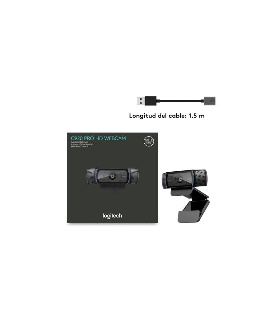 Logitech C920 PRO HD WEBCAM cámara web 3 MP 1920 x 1080 Pixeles USB 2.0 Negro - Imagen 8