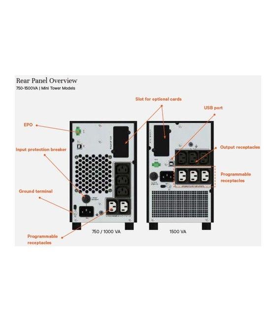 Vertiv EDGE-750IMT sistema de alimentación ininterrumpida (UPS) Línea interactiva 0,75 kVA 675 W - Imagen 3