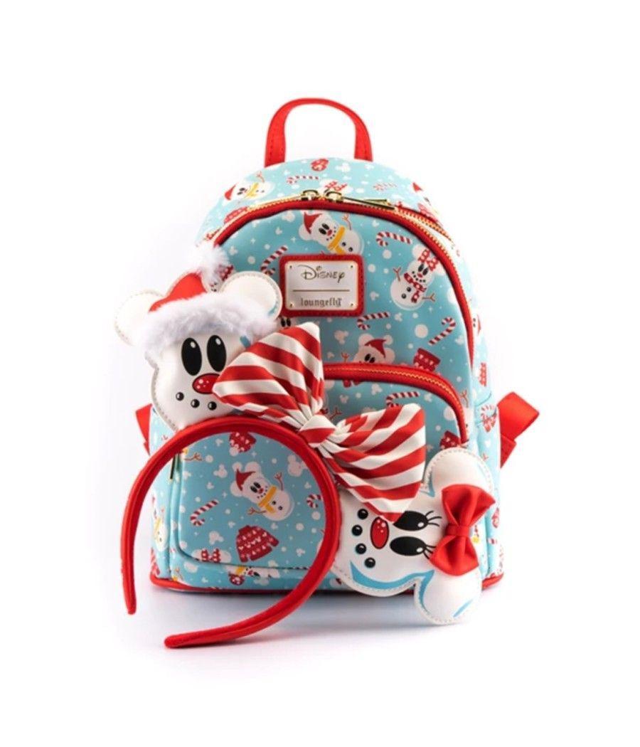 Mochila loungefly disney minnie y mickey muñecos de nieve + diadema - Imagen 2