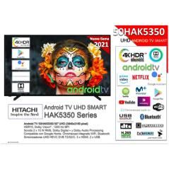 Tv hitachi 50pulgadas led 4k uhd - 50hak5350 - hdr10 - android smart tv - wifi - 3 hdmi - 2 usb - bluetooth - dvb t2 - dvb s2 - 