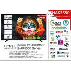 Tv hitachi 65pulgadas led 4k uhd - 65hak5350 - hdr10 - android smart tv - wifi - 3 hdmi - 2 usb - bluetooth - dvb t2 - dvb s2 - 