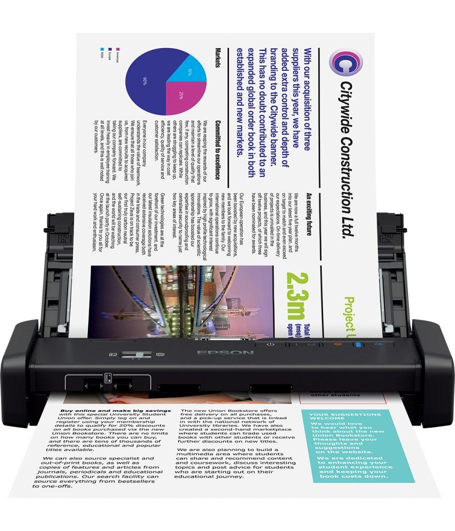 Escaner portatil epson workforce ds - 310 a4 - 25ppm - duplex - micro usb 3.0 - adf20 hojas - power pdf - Imagen 10
