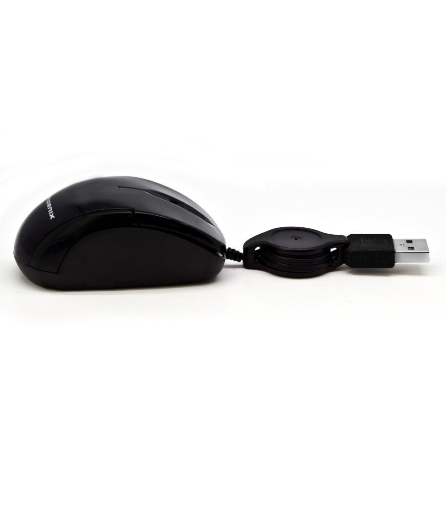 Mini mouse raton phoenix optico tacto suave con cable retractil usb 800dpi negro - Imagen 5