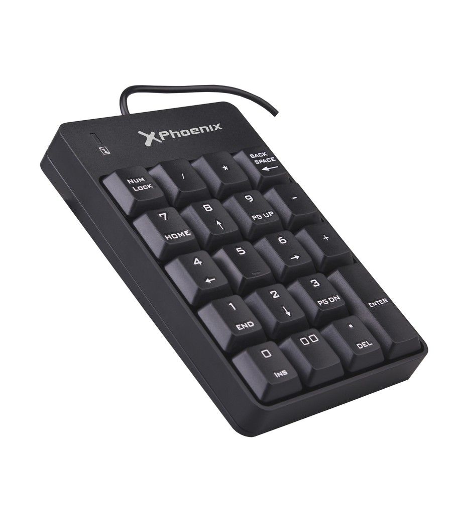 Teclado numerico key pad con cable phoenix phnumericalpadb conexion - usb - 19 teclas - indicador led - valido para windows negr