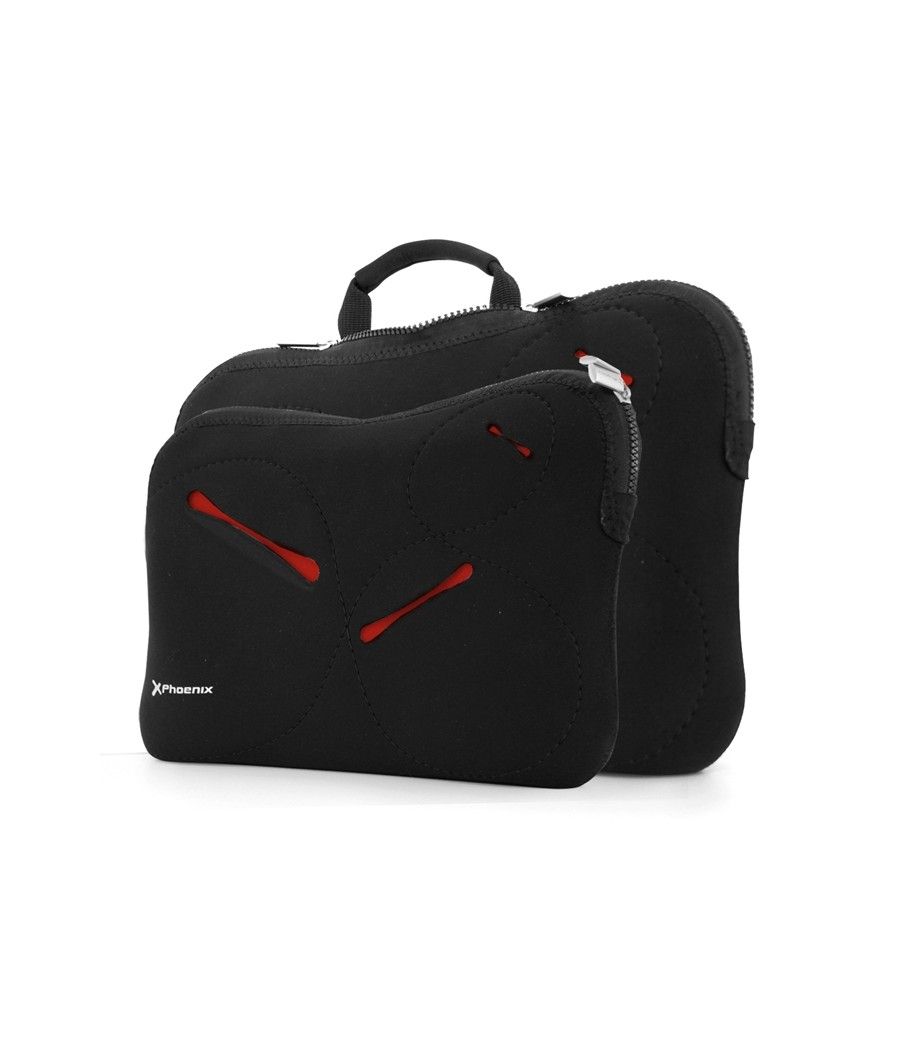Funda - maletin sleeve neopreno phoenix stockholm para portatil netbook hasta 13.5pulgadas negro acabados rojo - Imagen 2