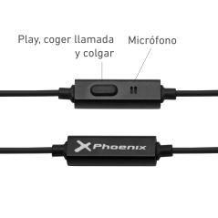 Auriculares phoenix de botón con microfono manos libres colgar y descolgar en cable conector jack 3.5 color negro - Imagen 4
