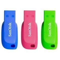 Memoria usb 2.0 sandisk 32gb cruzer blade pack 3 azul - verde - rosa - Imagen 3