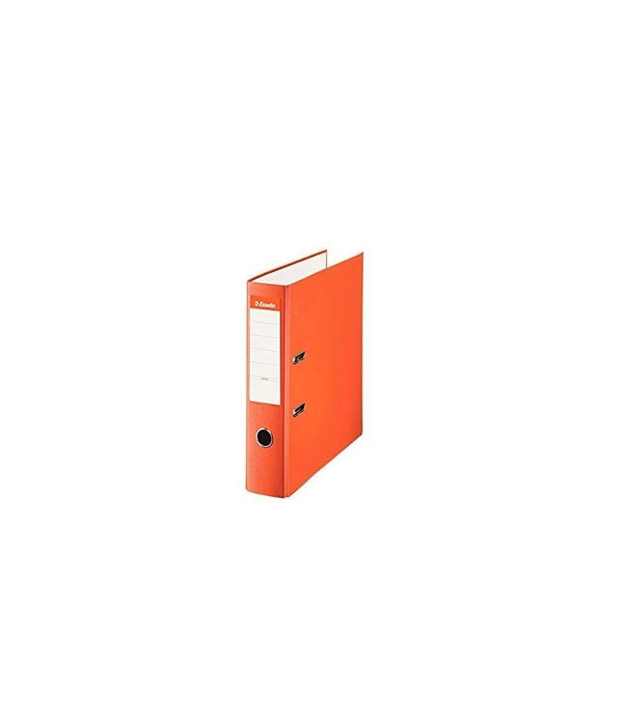 Esselte archivador palanca a4 lomo ancho pp interior forrado en papel rado cantoneras naranja - Imagen 1