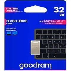 Goodram pendrive metal usb flash drive 32gb c/ranura para colgar y llavero usb 3.0 plata - Imagen 1