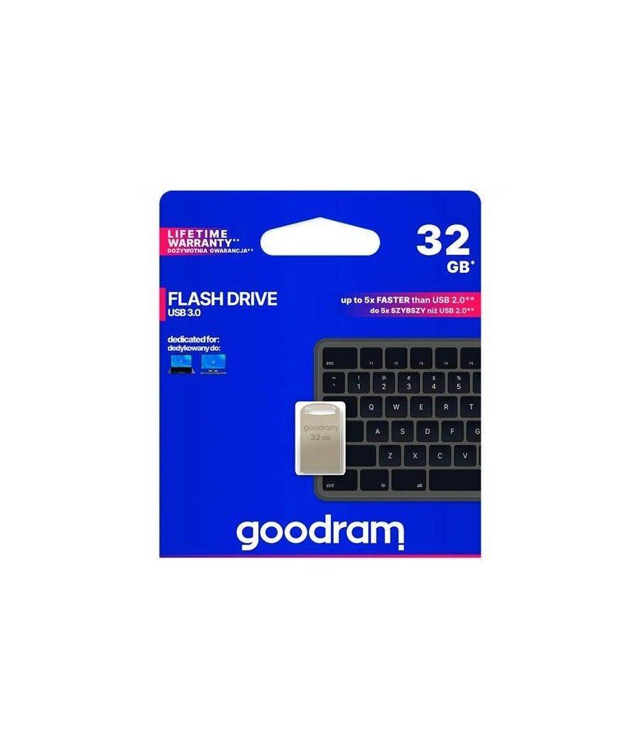 Goodram pendrive metal usb flash drive 32gb c/ranura para colgar y llavero usb 3.0 plata - Imagen 1