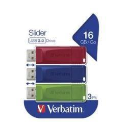Verbatim pendrive slider 16gb retrÁctil usb 2.0 c/surtidos -multipack 3u- - Imagen 1