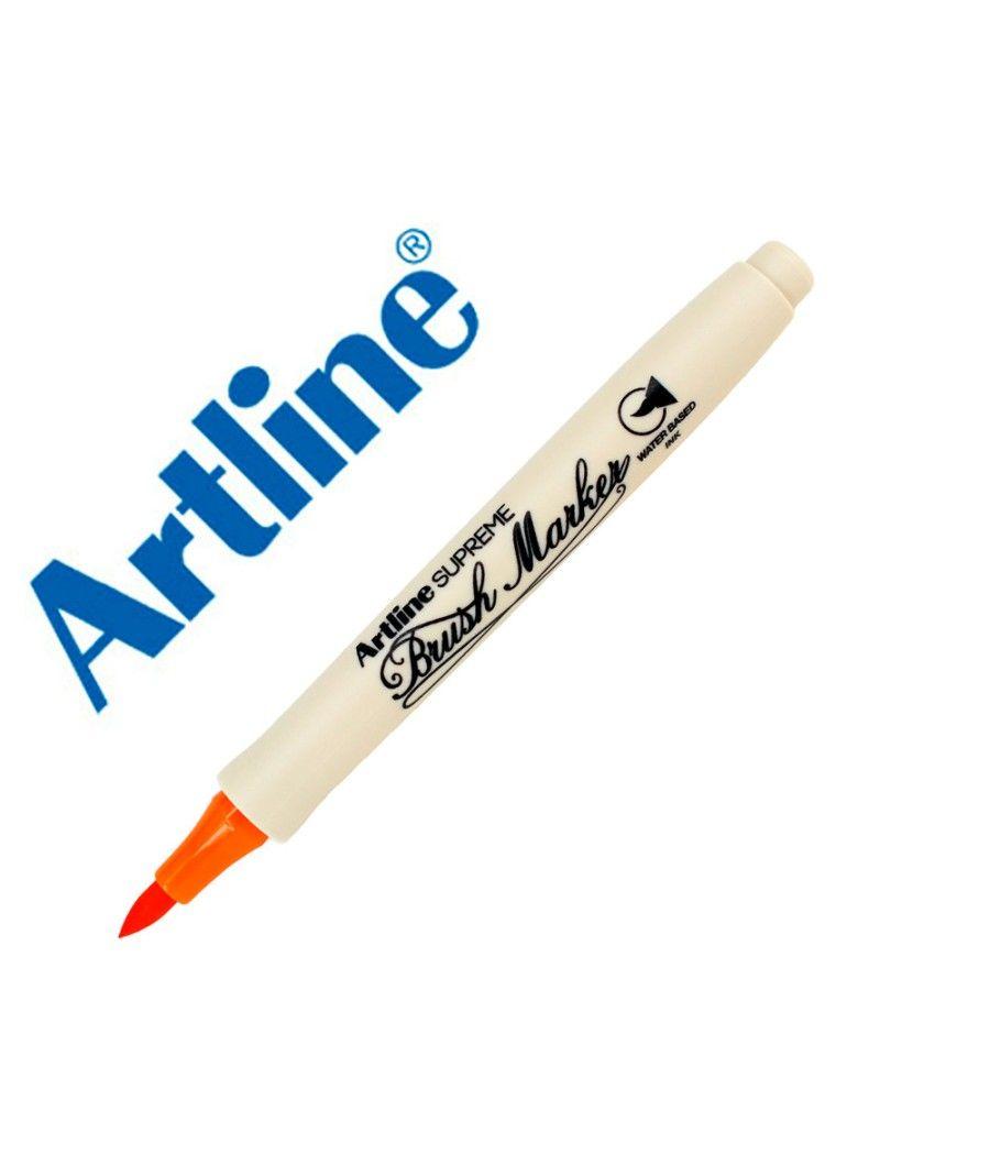 Rotulador artline supreme brush epfs pintura base de agua punta tipo pincel trazo fino naranja oscuro pack 12 unidades - Imagen 