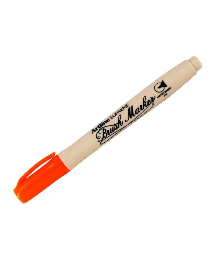 Rotulador artline supreme brush epfs pintura base de agua punta tipo pincel trazo fino naranja oscuro pack 12 unidades - Imagen 