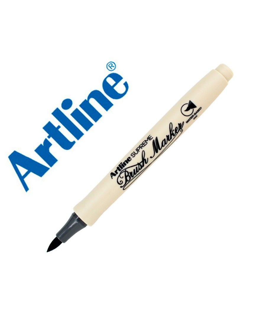 Rotulador artline supreme brush epfs pintura base de agua punta tipo pincel trazo fino gris pack 12 unidades - Imagen 1