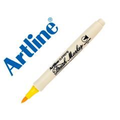 Rotulador artline supreme brush epfs pintura base de agua punta tipo pincel trazo fino amarillo pack 12 unidades - Imagen 1