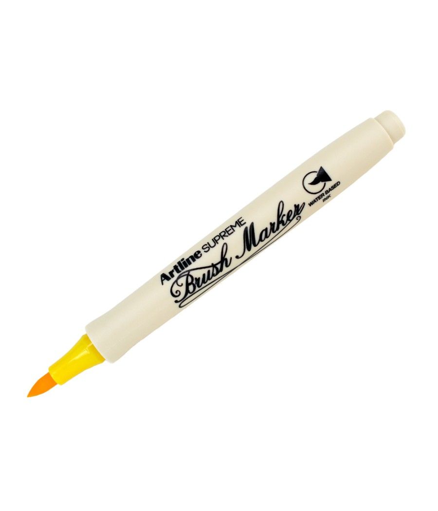 Rotulador artline supreme brush epfs pintura base de agua punta tipo pincel trazo fino amarillo pack 12 unidades - Imagen 2