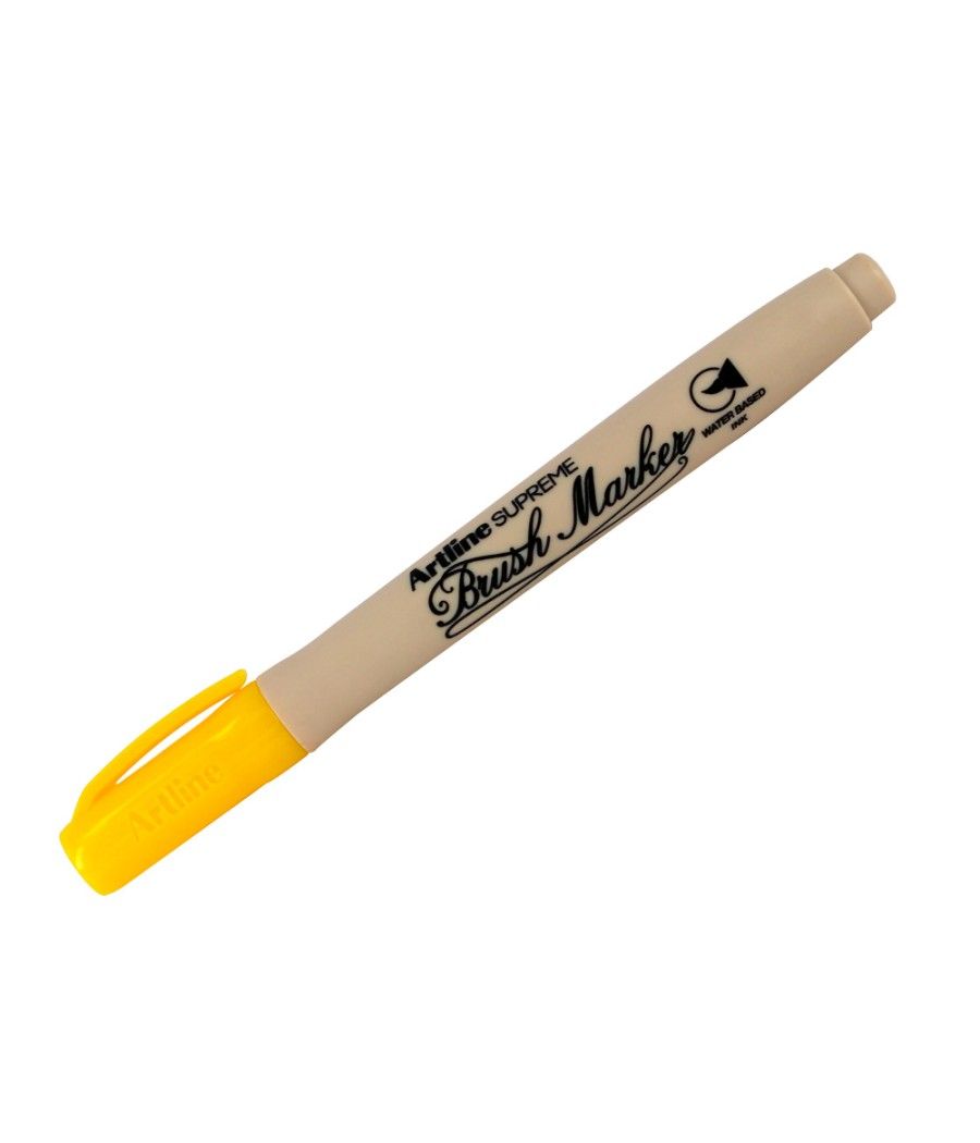 Rotulador artline supreme brush epfs pintura base de agua punta tipo pincel trazo fino amarillo pack 12 unidades - Imagen 3