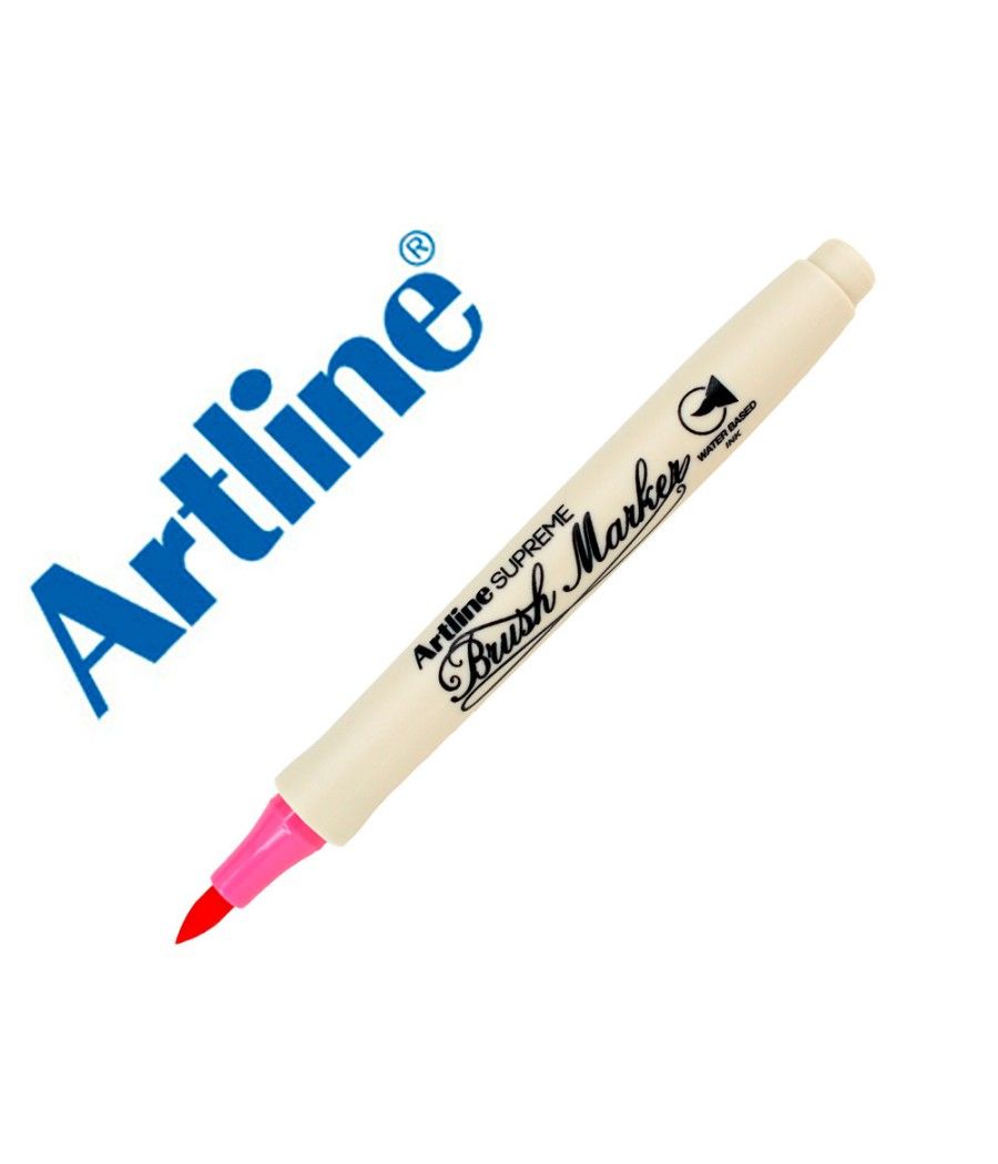 Rotulador artline supreme brush epfs pintura base de agua punta tipo pincel trazo fino rosa pack 12 unidades - Imagen 1