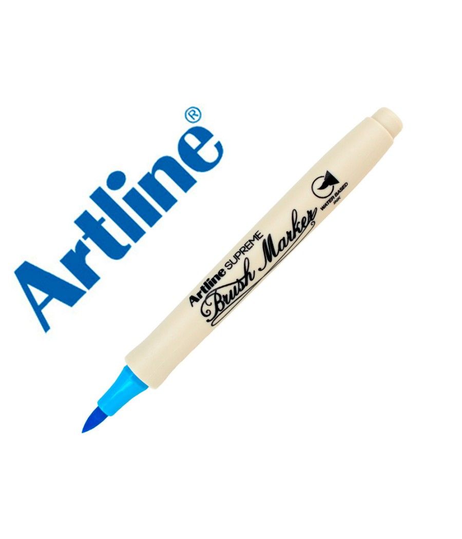 Rotulador artline supreme brush epfs pintura base de agua punta tipo pincel trazo fino azul claro pack 12 unidades - Imagen 1