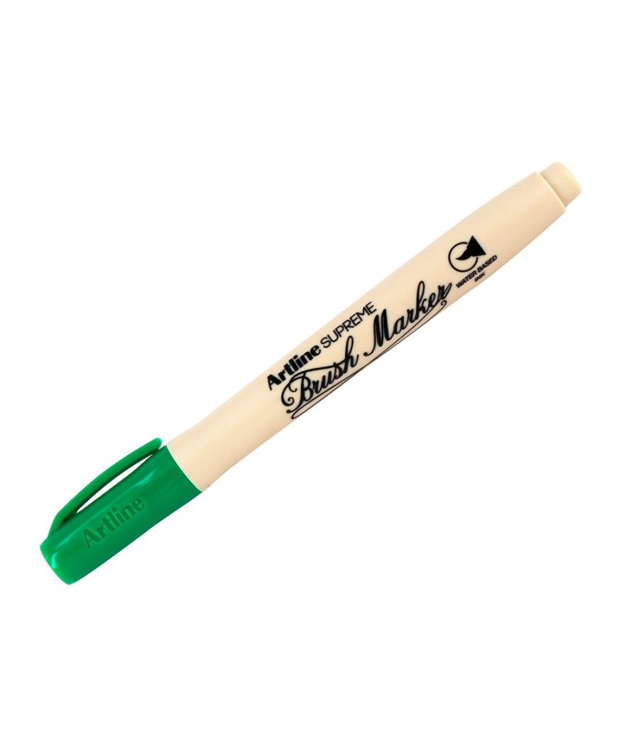 Rotulador artline supreme brush epfs pintura base de agua punta tipo pincel trazo fino verde pack 12 unidades - Imagen 3