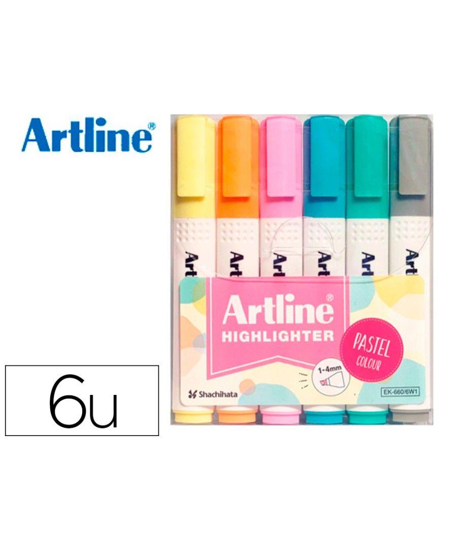 Rotulador artline fluorescente ek-660 colores pastel bolsa de 6 unidades colores surtidos - Imagen 1