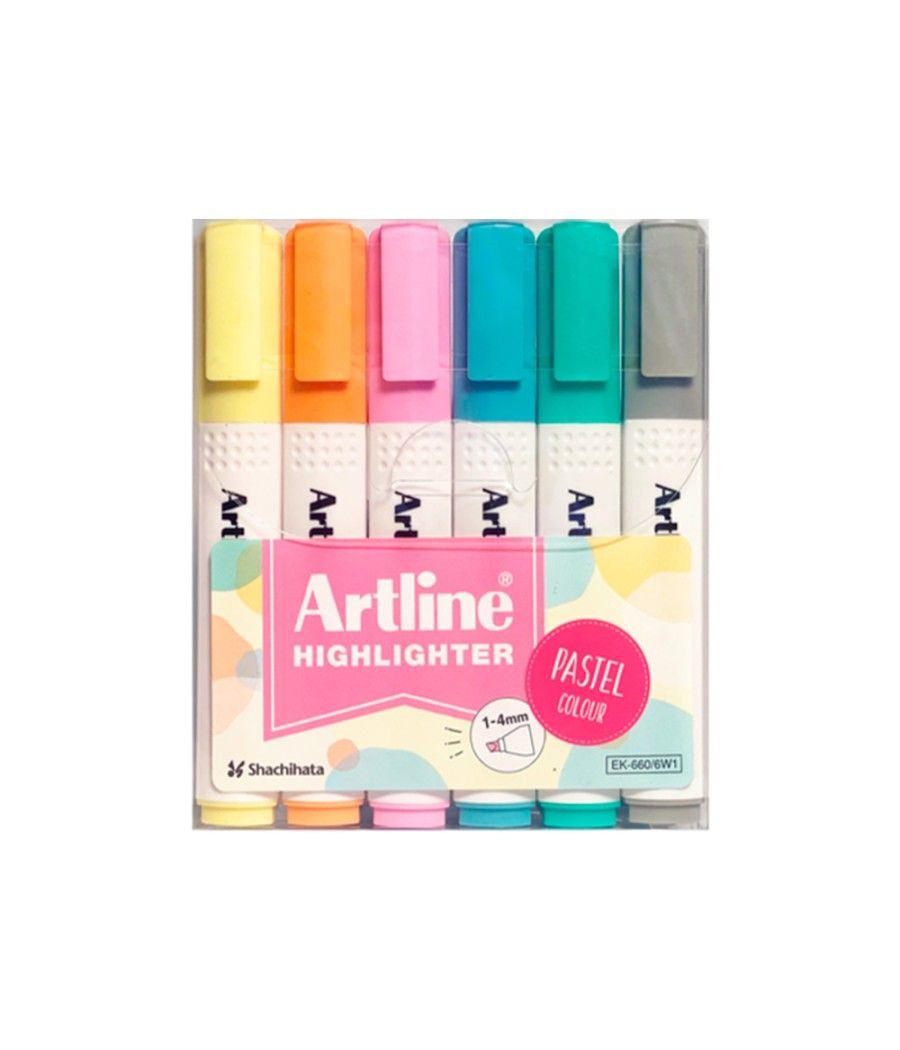 Rotulador artline fluorescente ek-660 colores pastel bolsa de 6 unidades colores surtidos - Imagen 2