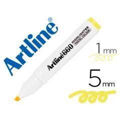 Rotulador artline fluorescente ek-660 amarillo pastel punta biselada pack 12 unidades - Imagen 1