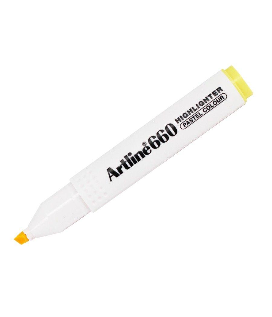 Rotulador artline fluorescente ek-660 amarillo pastel punta biselada pack 12 unidades - Imagen 2