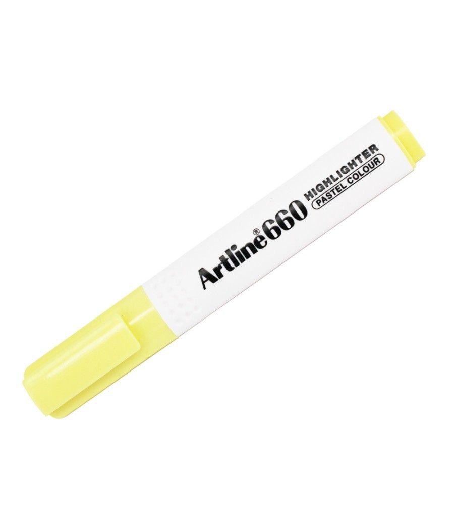 Rotulador artline fluorescente ek-660 amarillo pastel punta biselada pack 12 unidades - Imagen 3