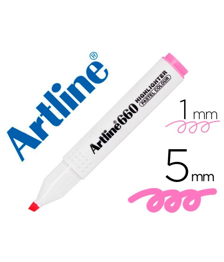 Rotulador artline fluorescente ek-660 rosa pastel punta biselada pack 12 unidades - Imagen 1