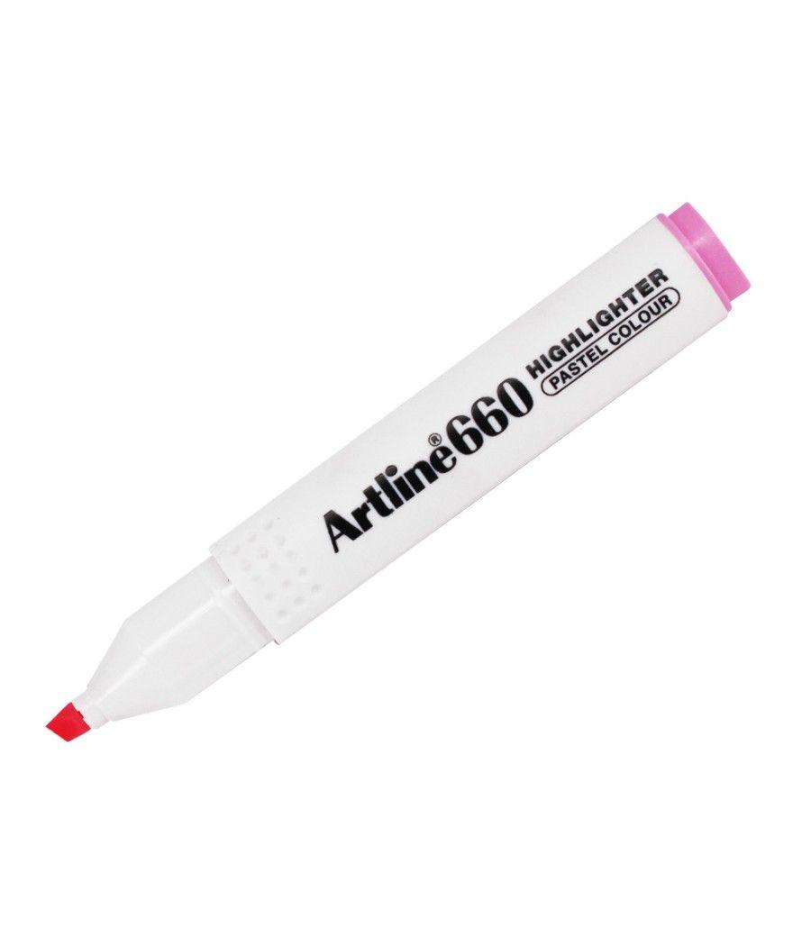 Rotulador artline fluorescente ek-660 rosa pastel punta biselada pack 12 unidades - Imagen 2