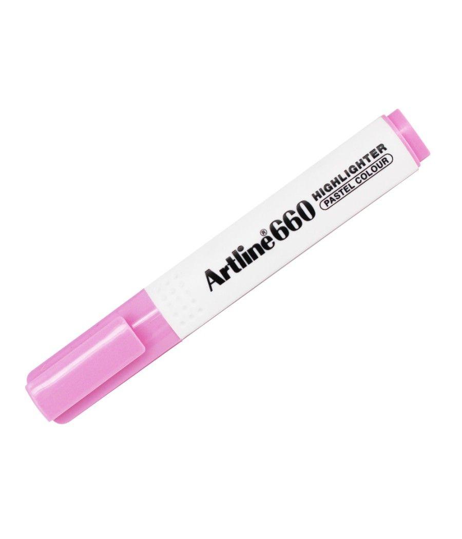 Rotulador artline fluorescente ek-660 rosa pastel punta biselada pack 12 unidades - Imagen 3
