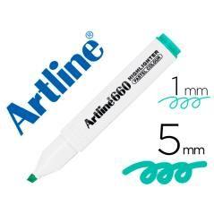 Rotulador artline fluorescente ek-660 verde pastel punta biselada pack 12 unidades - Imagen 1