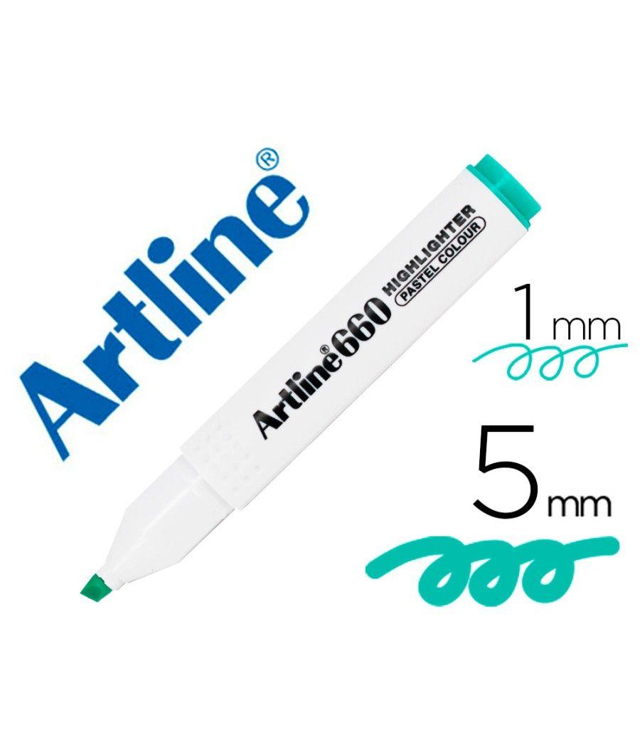 Rotulador artline fluorescente ek-660 verde pastel punta biselada pack 12 unidades - Imagen 1