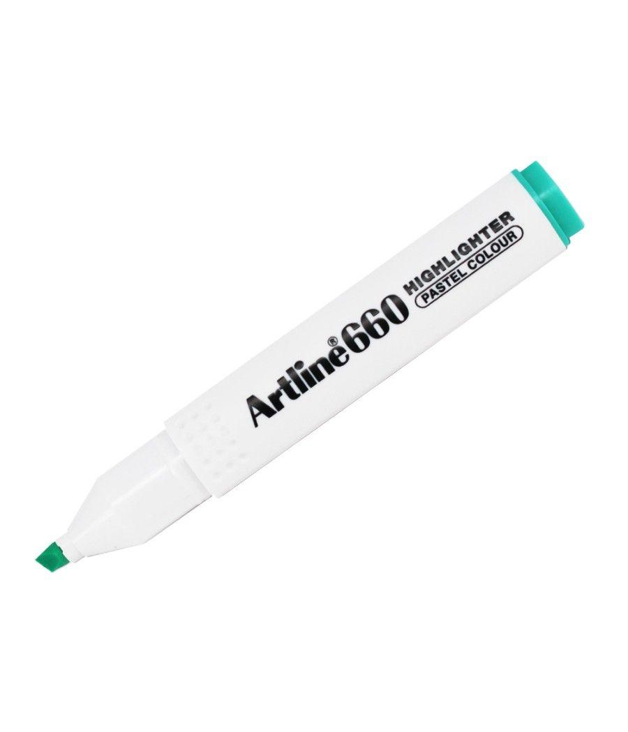 Rotulador artline fluorescente ek-660 verde pastel punta biselada pack 12 unidades - Imagen 2