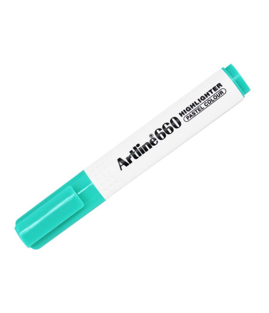 Rotulador artline fluorescente ek-660 verde pastel punta biselada pack 12 unidades - Imagen 3